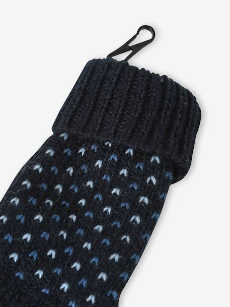 Ensemble bonnet + snood + gants ou moufles en maille jacquard tripoint garçon bleu nuit - vertbaudet enfant 