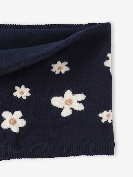 Snood with Jacquard Knit Daisy Motifs for Girls navy blue - vertbaudet enfant 