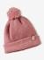 Ensemble fille en maille côtelée bonnet + écharpe + moufles/mitaines beige chiné+vieux rose - vertbaudet enfant 
