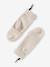 Ensemble fille en maille côtelée bonnet + écharpe + moufles/mitaines beige chiné+vieux rose - vertbaudet enfant 