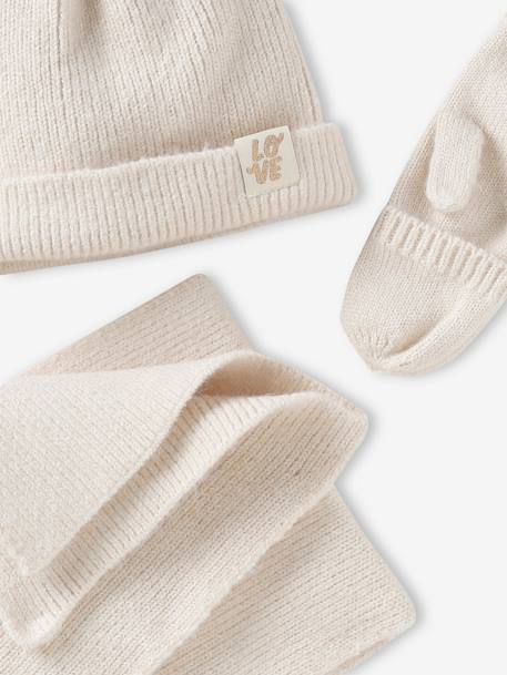 Ensemble bonnet, écharpe, moufles bébé fille 3/6 mois - Vertbaudet