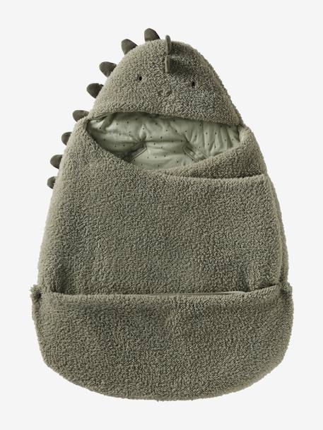 Nid d'ange transformable en tapis à langer peluche beige+beige imprimé+écru+gris souris+kaki+rose imprimé - vertbaudet enfant 