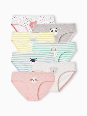 -Pack of 7 Animals Briefs, for Girls