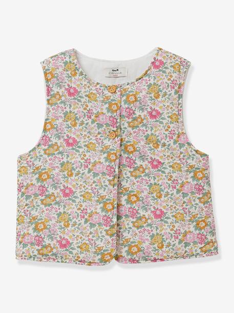 Padded Waistcoat in Liberty Fabric for Girls, by CYRILLUS printed white - vertbaudet enfant 