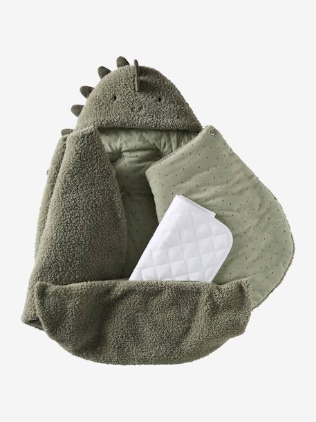 Nid d'ange transformable en tapis à langer peluche beige+beige imprimé+écru+gris souris+kaki+rose imprimé - vertbaudet enfant 