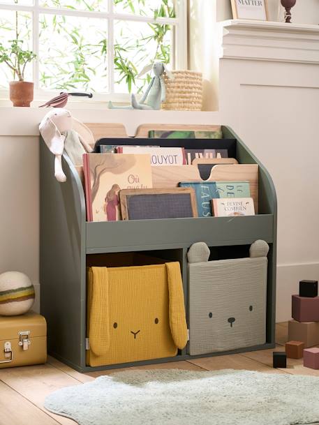 Lot de 2 bacs de rangement animaux gaze de coton lot blanc+lot jaune+lot rose - vertbaudet enfant 