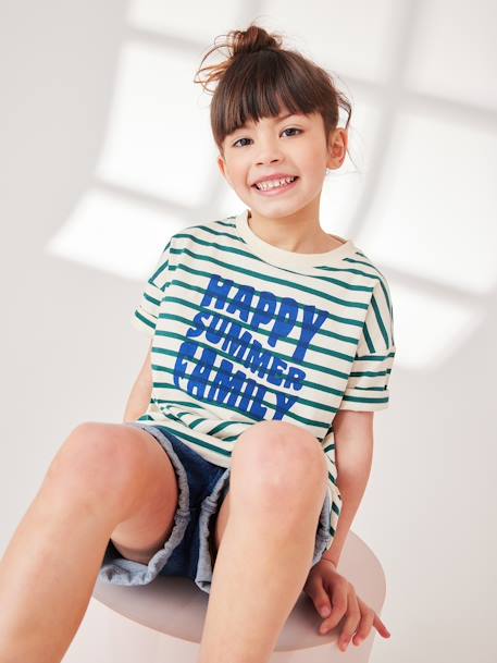 Unisex T-Shirt for Children, Sailor Capsule Collection striped green - vertbaudet enfant 