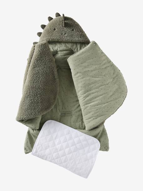 Nid d'ange transformable en tapis à langer peluche beige+beige imprimé+écru+gris souris+kaki+rose imprimé - vertbaudet enfant 