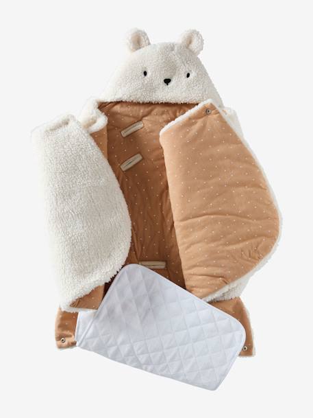 Nid d'ange transformable en tapis à langer peluche beige+beige imprimé+écru+gris souris+kaki+rose imprimé - vertbaudet enfant 