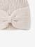 Rib Knit Beanie with Fancy Bow, for Girls marl beige+PINK DARK SOLID - vertbaudet enfant 