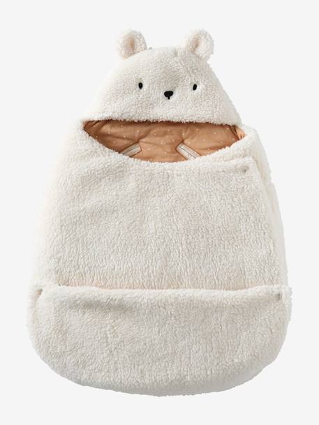 Nid d'ange transformable en tapis à langer peluche beige+beige imprimé+écru+gris souris+kaki+rose imprimé - vertbaudet enfant 