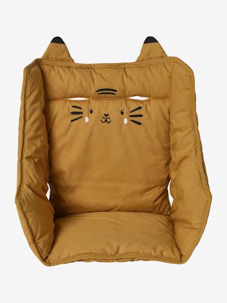 Coussin de chaise haute beige imprimé+carreaux vert+écru+ivoire Panda+moutarde - vertbaudet enfant 