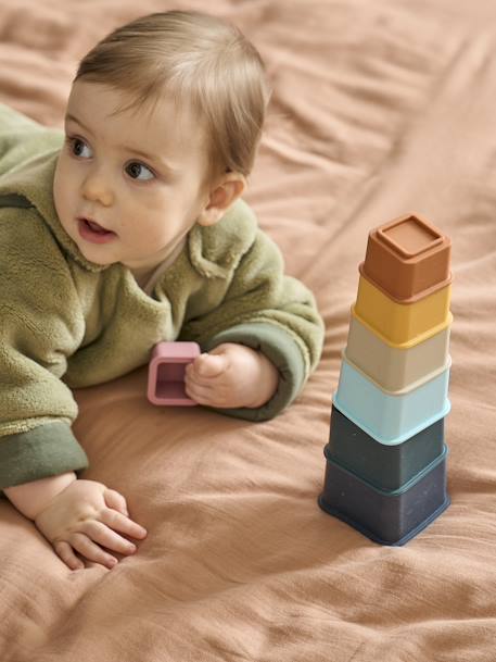 Cube Tower in Silicone ORANGE MEDIUM SOLID - vertbaudet enfant 