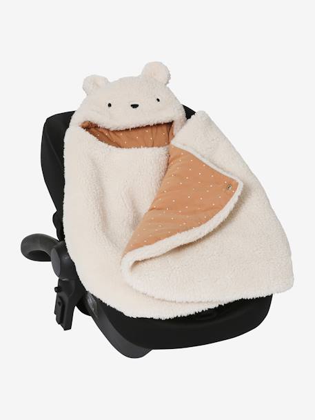 Nid d'ange transformable en tapis à langer peluche beige+beige imprimé+écru+gris souris+kaki+rose imprimé - vertbaudet enfant 