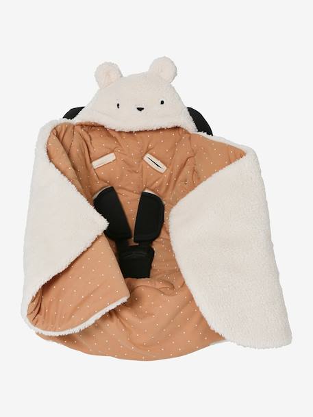 Nid d'ange transformable en tapis à langer peluche beige+beige imprimé+écru+gris souris+kaki+rose imprimé - vertbaudet enfant 