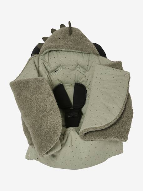 Nid d'ange transformable en tapis à langer peluche beige+beige imprimé+écru+gris souris+kaki+rose imprimé - vertbaudet enfant 