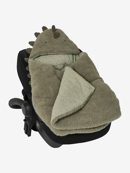 Nid d'ange transformable en tapis à langer peluche beige+beige imprimé+écru+gris souris+kaki+rose imprimé - vertbaudet enfant 