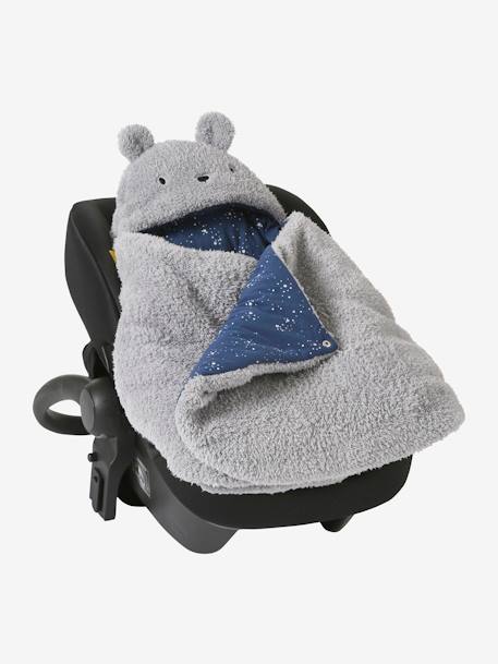 Nid d'ange transformable en tapis à langer peluche beige+beige imprimé+écru+gris souris+kaki+rose imprimé - vertbaudet enfant 