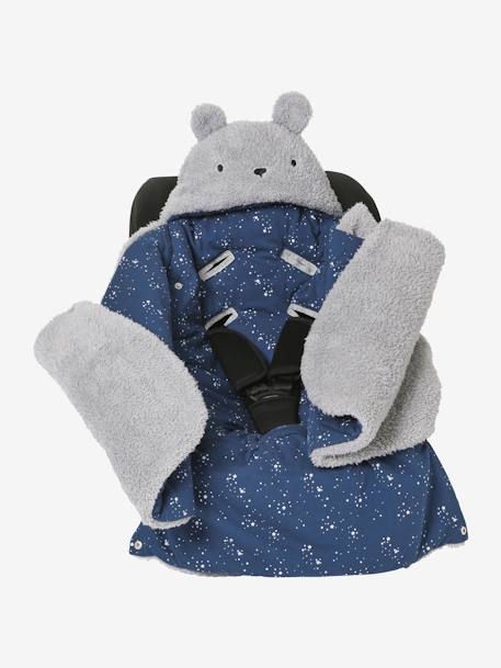 Nid d'ange transformable en tapis à langer peluche beige+beige imprimé+écru+gris souris+kaki+rose imprimé - vertbaudet enfant 