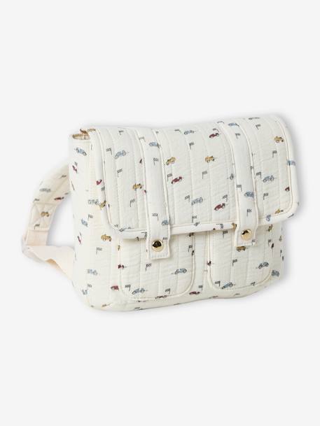 Padded Cotton Gauze Backpack for Boys, Cars, Nursery Special ecru - vertbaudet enfant 
