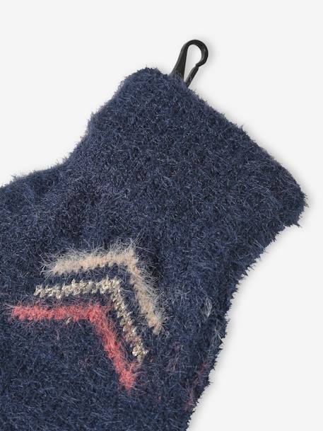 Beanie + Snood + Gloves Set in Jacquard Knit, for Girls night blue - vertbaudet enfant 