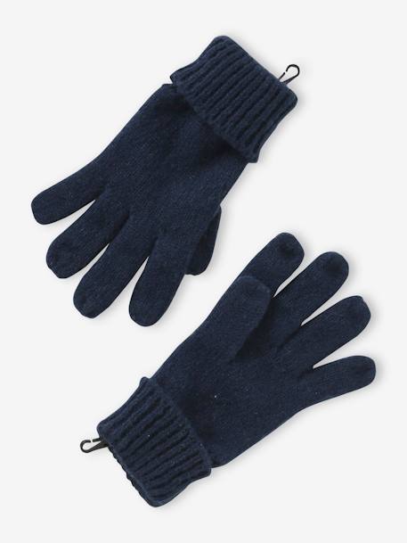 Colourblock Beanie + Infinity Scarf + Gloves or Mittens Set for Girls navy blue - vertbaudet enfant 