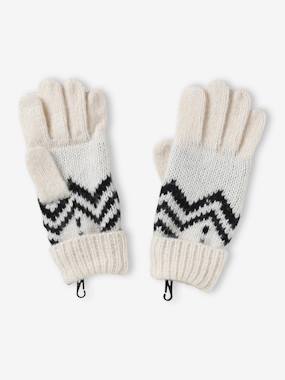 -Jacquard Knit Gloves for Boys