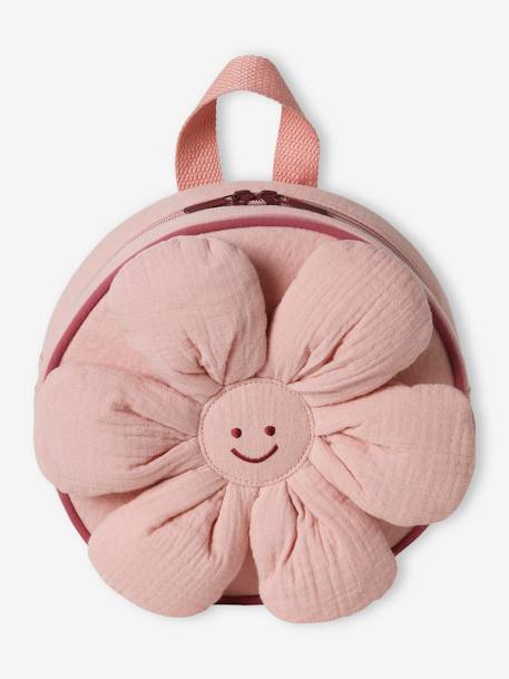 Flower Backpack in Cotton Gauze, Playschool Special, for Girls old rose - vertbaudet enfant 