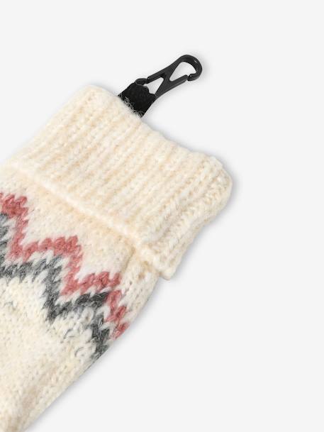 Jacquard Knit Beanie + Snood + Gloves or Mittens Set for Girls marl beige - vertbaudet enfant 
