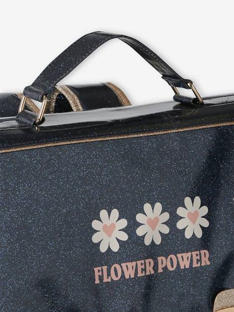Satchel with 'Flower Power' Glitter & Pencil Case, for Girls night blue - vertbaudet enfant 