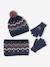 Beanie + Snood + Gloves Set in Jacquard Knit, for Girls night blue - vertbaudet enfant 
