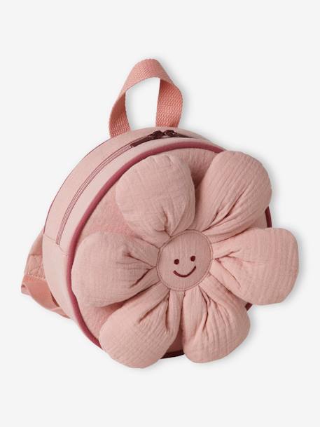 Flower Backpack in Cotton Gauze, Playschool Special, for Girls old rose - vertbaudet enfant 