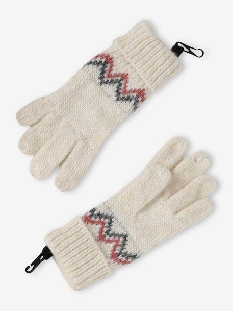Jacquard Knit Beanie + Snood + Gloves or Mittens Set for Girls marl beige - vertbaudet enfant 