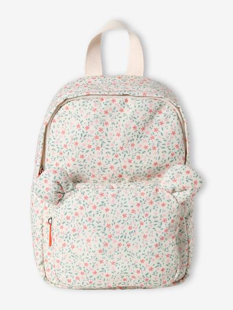 Floral Backpack, Playschool Special, Adorned with Bear Ears, for Girls ecru - vertbaudet enfant 