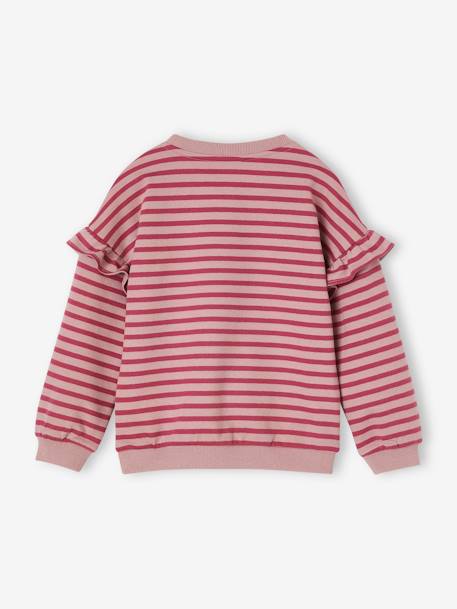 Sailor-type Sweatshirt with Ruffles on the Sleeves, for Girls old rose+striped green+striped pink - vertbaudet enfant 