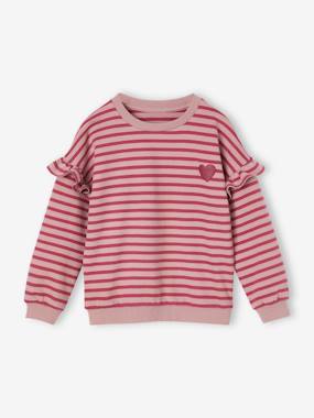 -Sailor-type Sweatshirt with Ruffles on the Sleeves, for Girls
