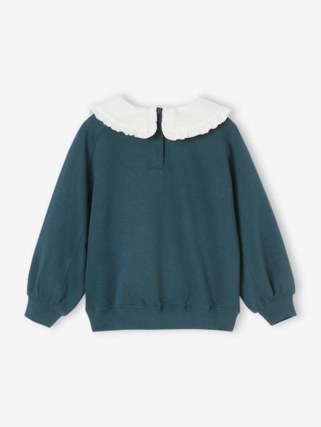 Romantic Sweatshirt with Peter Pan Collar for Girls apricot+navy blue - vertbaudet enfant 