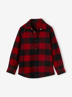 -Flannel Shirt with Large Checks, for Boys
