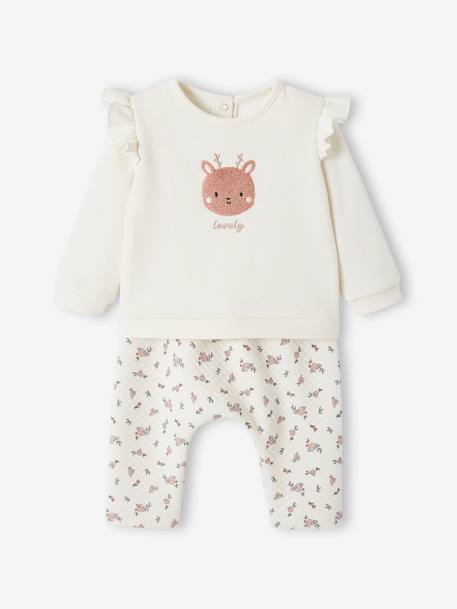 Sweatshirt & Trousers Combo for Babies clay beige+ecru+marl grey+nude pink - vertbaudet enfant 
