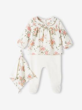 Pyjama en gaze ce coton et velours bébé et son doudou assorti  - vertbaudet enfant