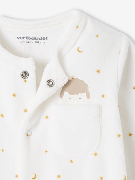 Sheep Sleepsuit in Velour for Newborn Babies ecru - vertbaudet enfant 