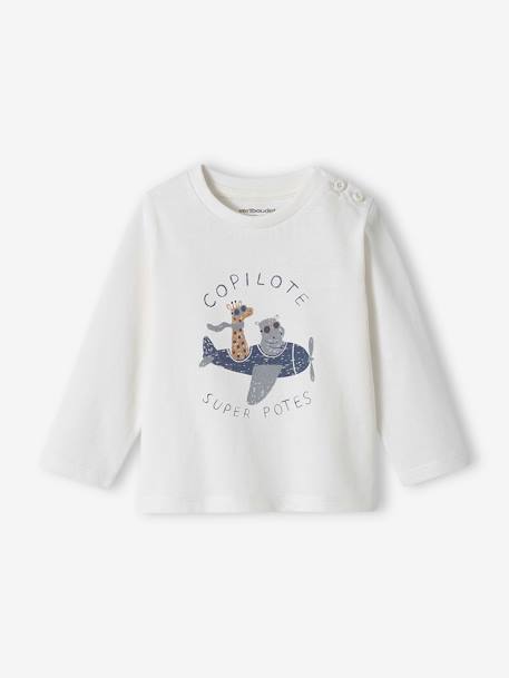 T-shirt fantaisie bébé garçon écru+gris chiné+vanille - vertbaudet enfant 