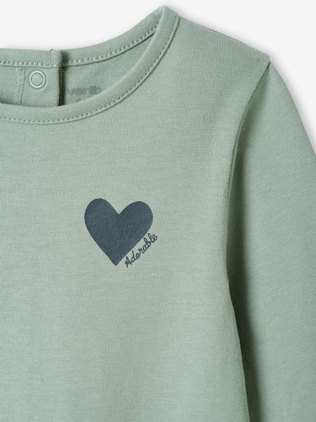 T-shirt bébé Basics manches longues personnalisable bois de rose+vert d'eau - vertbaudet enfant 