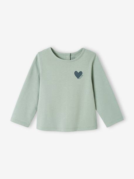 T-shirt bébé Basics manches longues personnalisable bois de rose+vert d'eau - vertbaudet enfant 