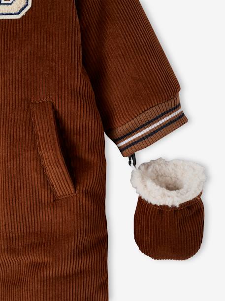 Corduroy Pramsuit with Removable Feet & Mittens for Babies beige - vertbaudet enfant 