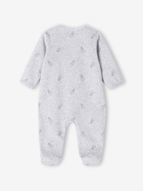 Bunnies Sleepsuit in Velour for Newborn Babies marl grey - vertbaudet enfant 