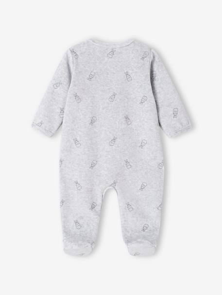 Pyjama bébé mixte en velours lapins gris chiné - vertbaudet enfant 