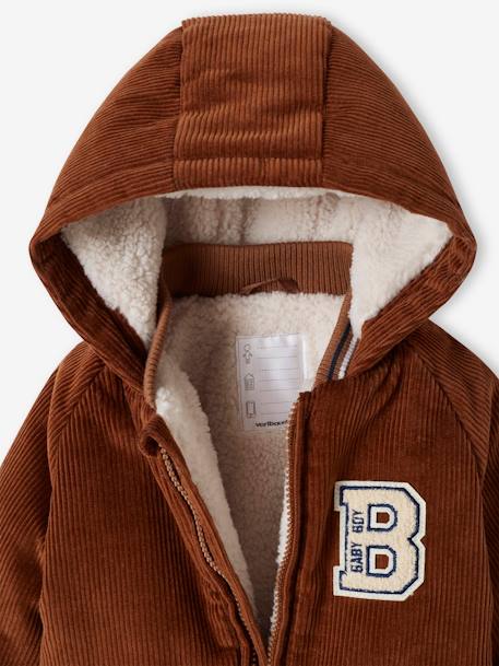 Combi-pilote en velours côtelé bébé avec pieds et moufles détachables beige - vertbaudet enfant 