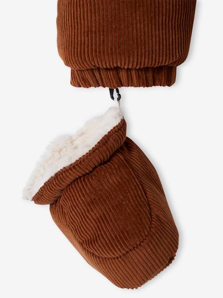 Combi-pilote en velours côtelé bébé avec pieds et moufles détachables beige - vertbaudet enfant 