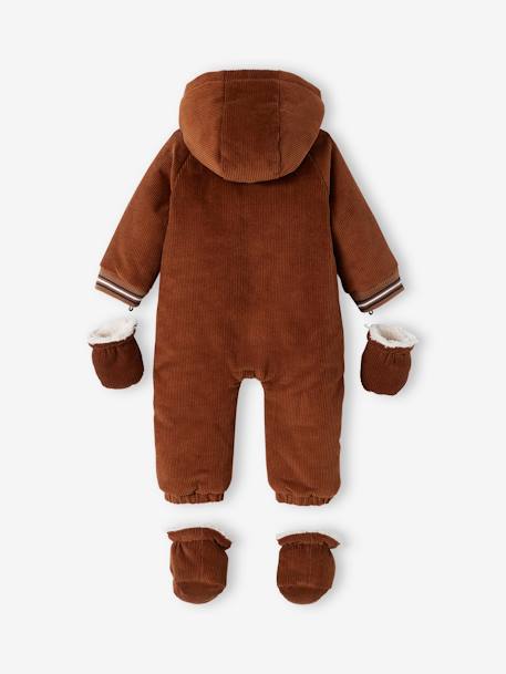 Combi-pilote en velours côtelé bébé avec pieds et moufles détachables beige - vertbaudet enfant 